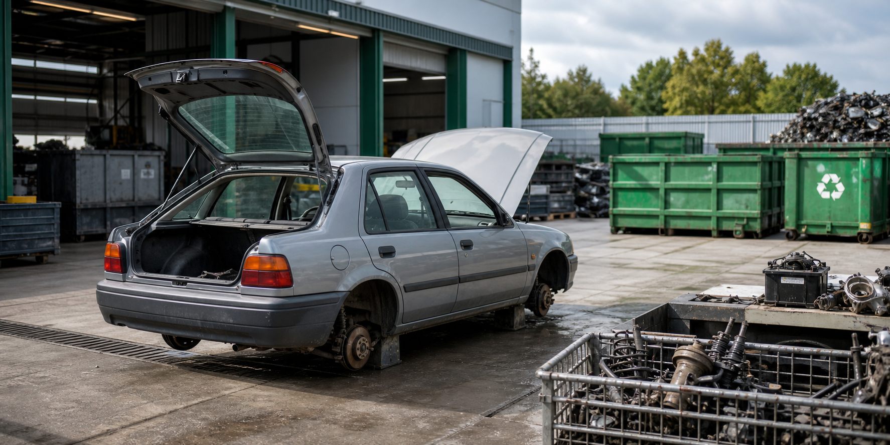 Organisierter Recyclinghof f&uuml;r fachgerechte Autoverwertung